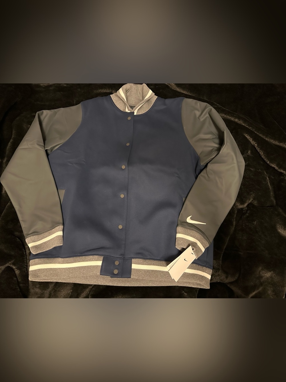 NEW Nike Women’s Stock Letterman Jacket NAVY HIGHLY CUSTOMIZABLE Sz XL